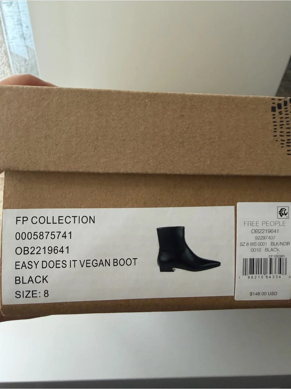 FREE PEOPLE Easy Does It Vegan Black Snip Toe Ankle Boots- Size 7.5 & 8